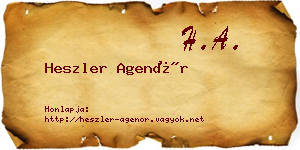 Heszler Agenór névjegykártya